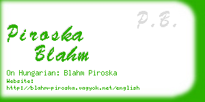 piroska blahm business card